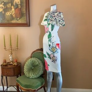 NWT ASOS White Floral Pencil Dress.  Sz 2